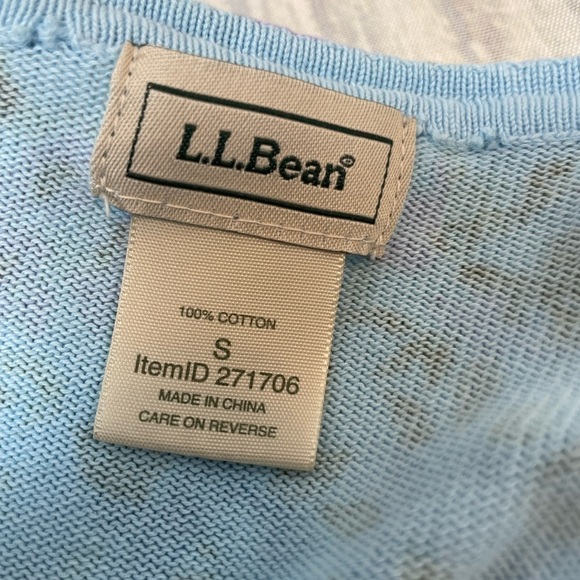 L.L. Bean 100% Cotton Blue Purple Floral classic Button Cardigan sweater top - Picture 2 of 16